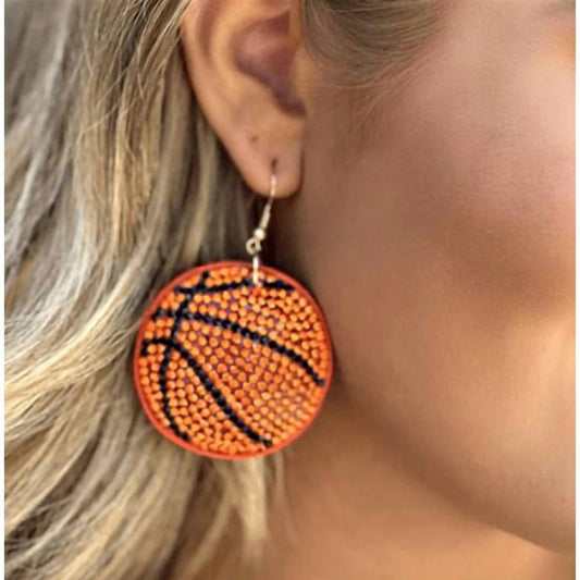 Wholesale Accessory Market - Basketball Crystal Puffy Hook Earrings