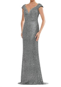 Colors Dress - Beaded Cap Sleeve Evening Dress