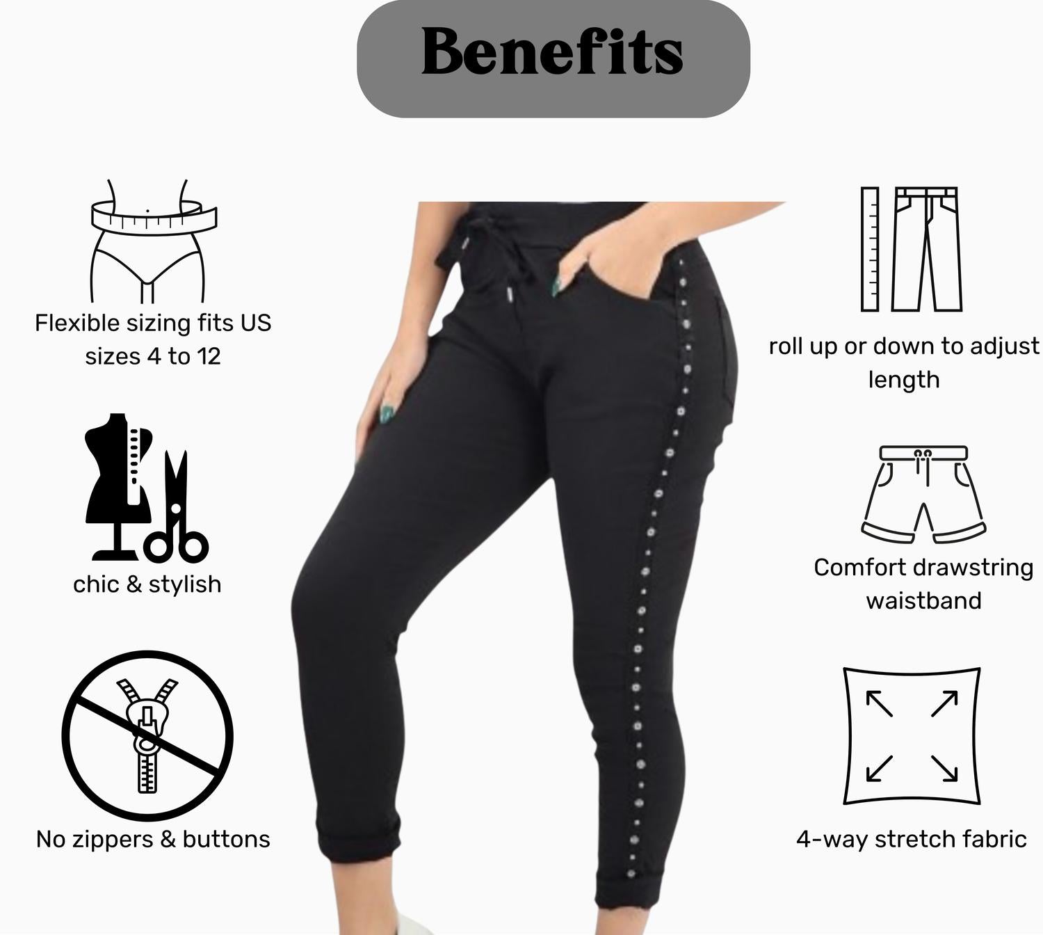 Made In Italy - Studs And Diamante Italian Magic Pants