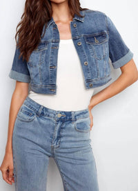 Charlie B - Cropped Short Sleeve Denim Jacket