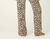 PJ Salvage Holiday Dreams Leopard Print Pants in natural - women's pants - detail view