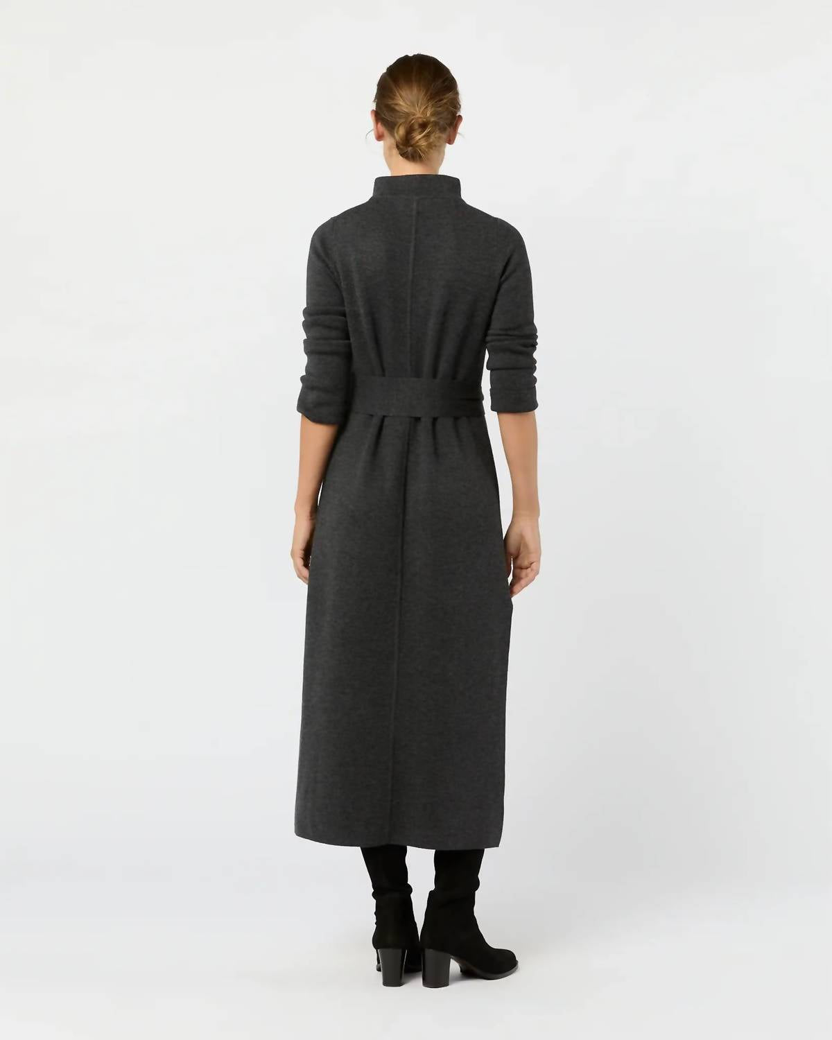 Ann Mashburn Lindsey Midi Dress in charcoal 1 - women's dress - detail view
