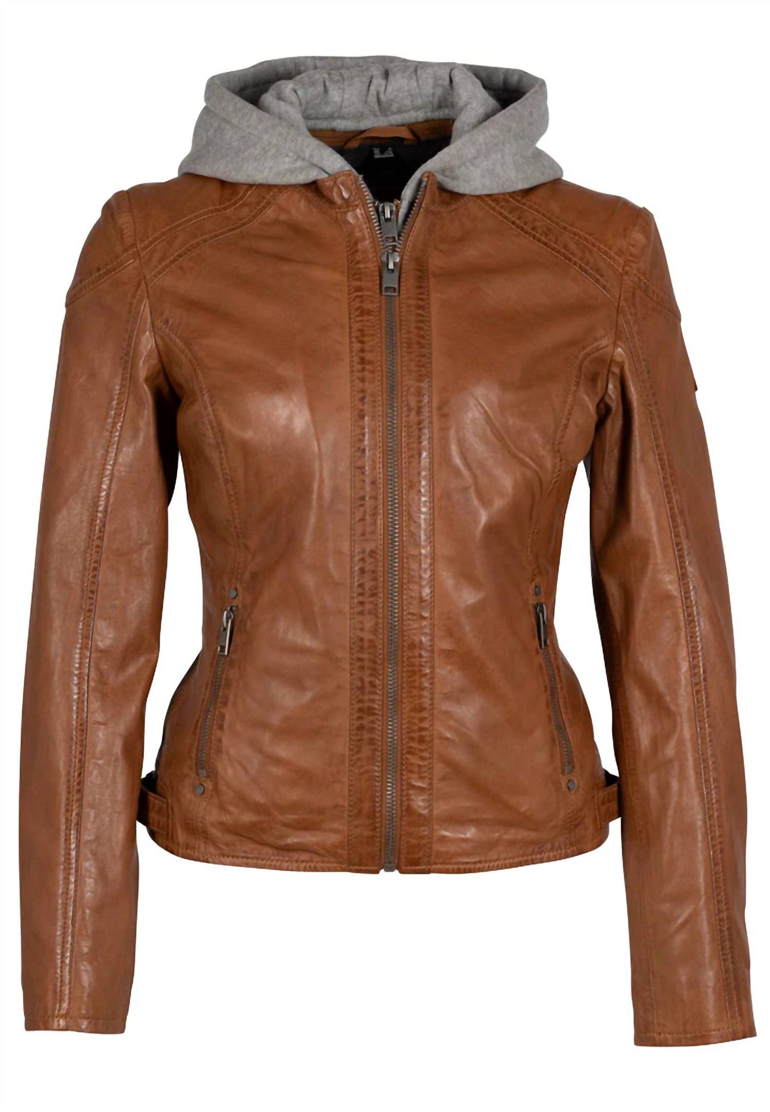 Mauritius - Allice Removable Hood Leather Jacket