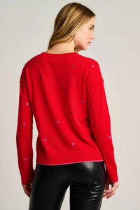 LISA TODD Call It Love Crew Neck Sweater in red - women's sweater - alternate view