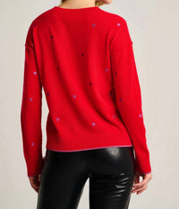 LISA TODD Call It Love Crew Neck Sweater in red - women's sweater - detail view