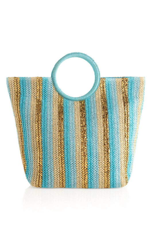 Shiraleah - Women's Metallic Stripe Tote Bag