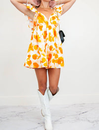 Peach Love - Poplin Floral Romper