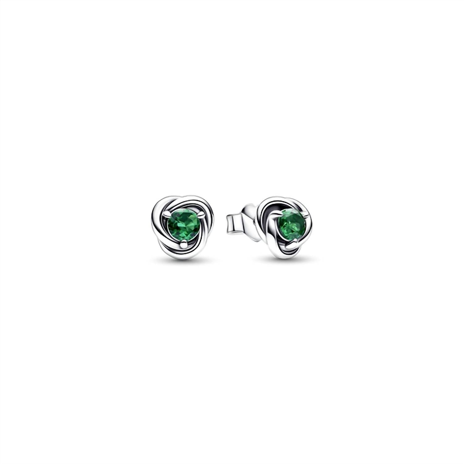 Pandora - Green Eternity Circle Stud Earrings