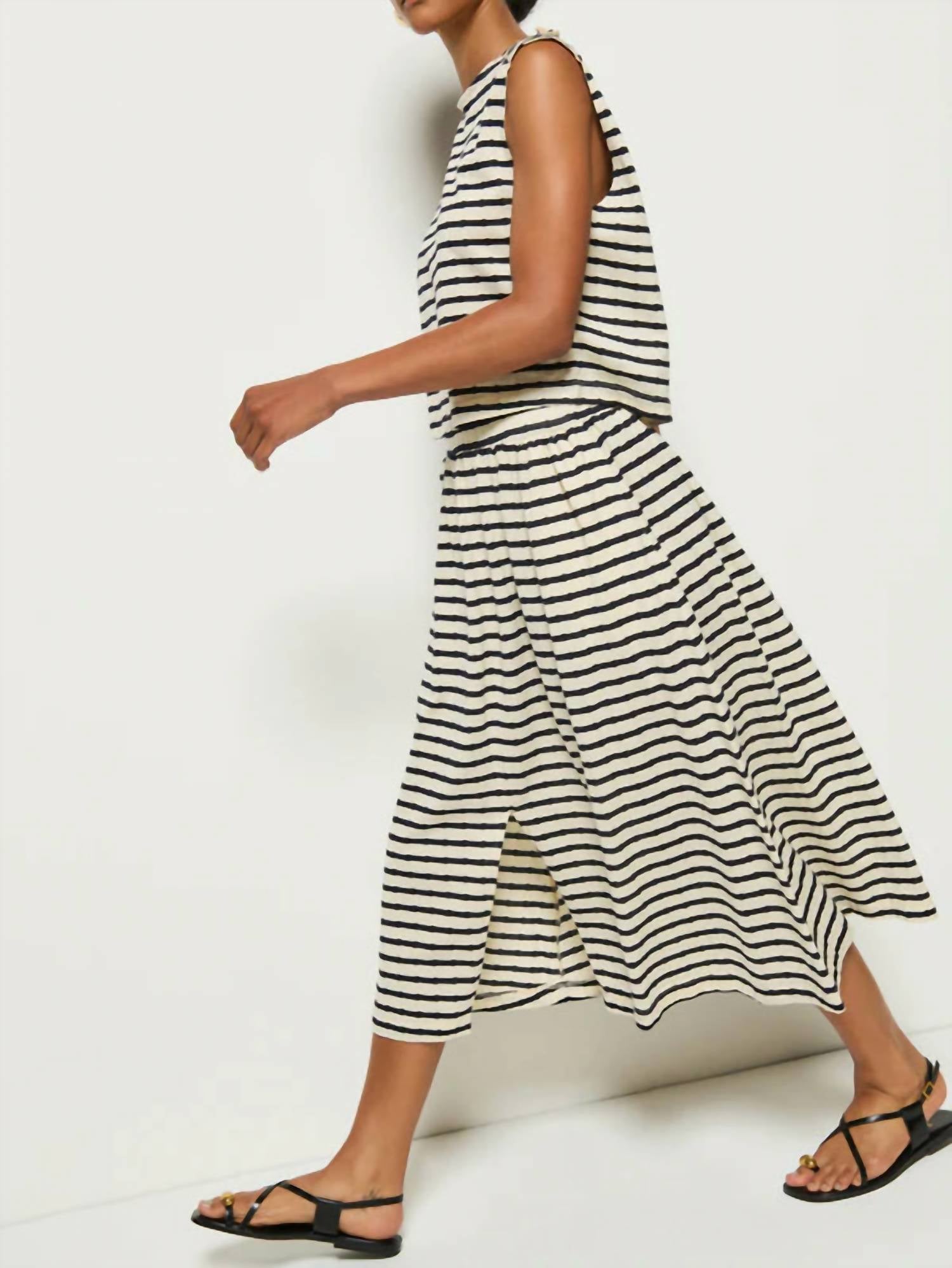 Nation LTD Vida A-line Skirt in night sky stripe - women's skirt - detail view