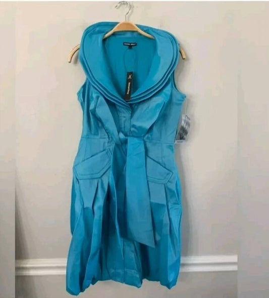 Samuel Dong - Women's Triple Wired Collar Cross Tie Bubble Dress