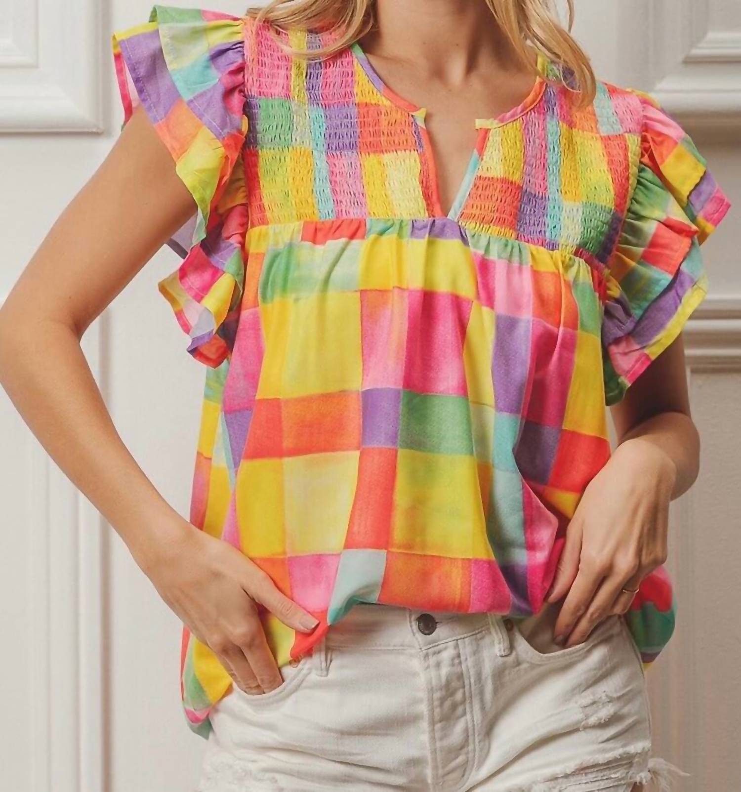 Bibi - Brielle Multicolored Ruffled Top