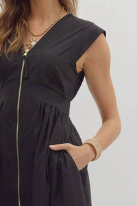 Entro - Thalia V-neck Zip-Front Midi Dress