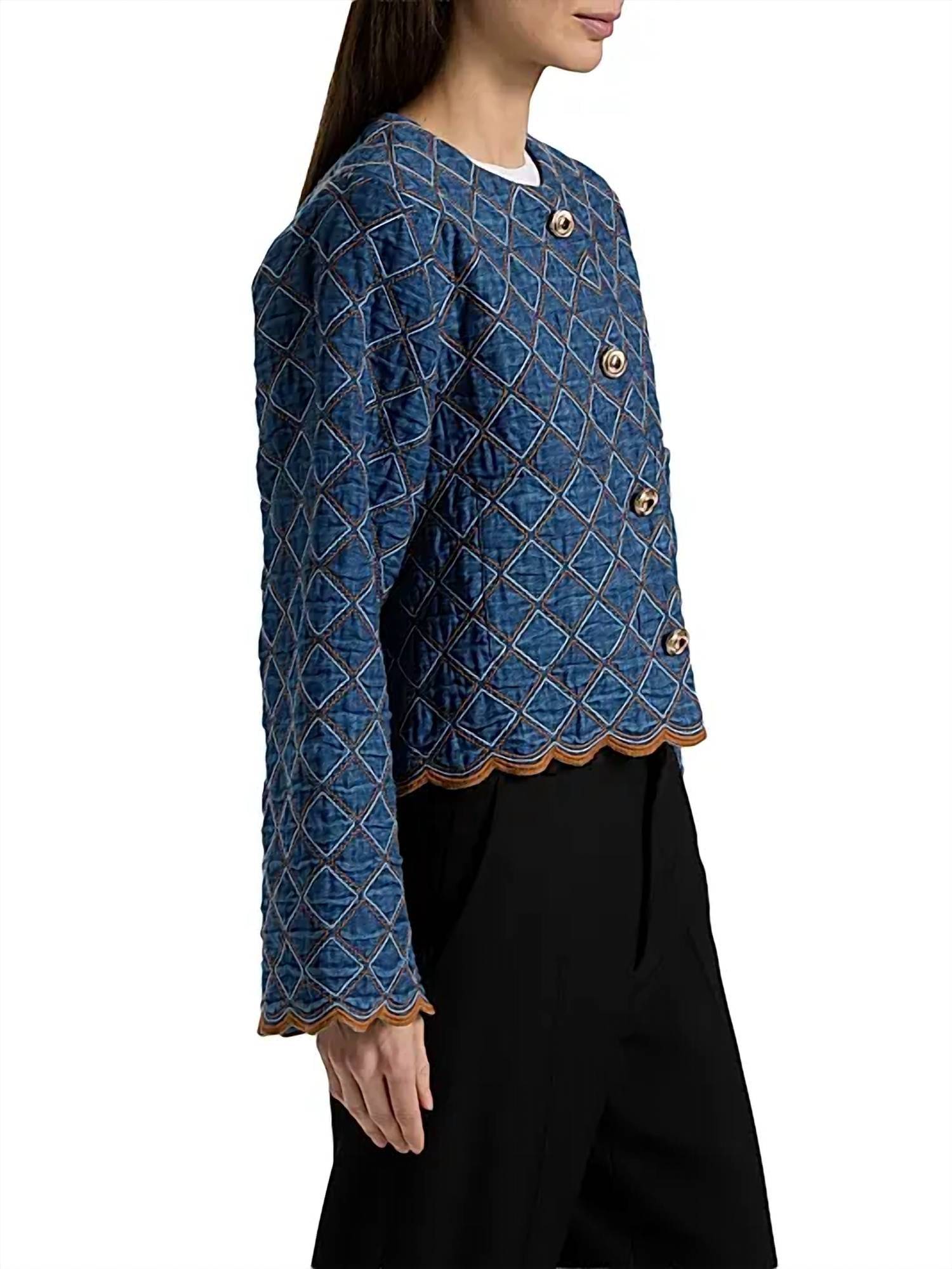 Cara Cara Marvis Jacket in quilted denim - women's jacket - detail view