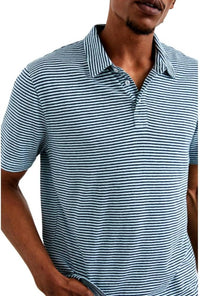 Rails Napoli Polo Shirt in cerulean sky stripe - men's shirt - detail view