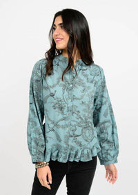 Ivy Jane - Toile ruffled hem shirt