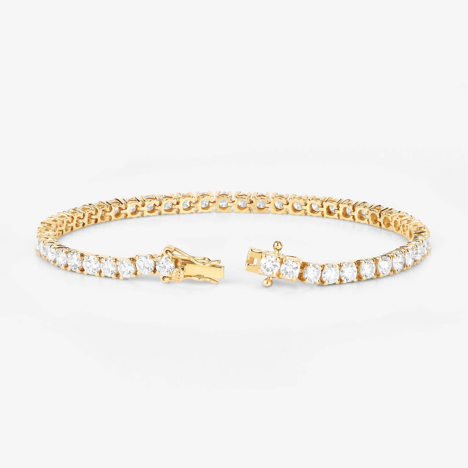 Diana M Jewels Women's Round Lab-Grown Diamond Bracelet (7.00 Ct) - Elegant in 14k yellow gold - women's jewelry - detail view