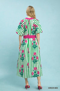 Umgee - Stripe Mixed Midi Dress