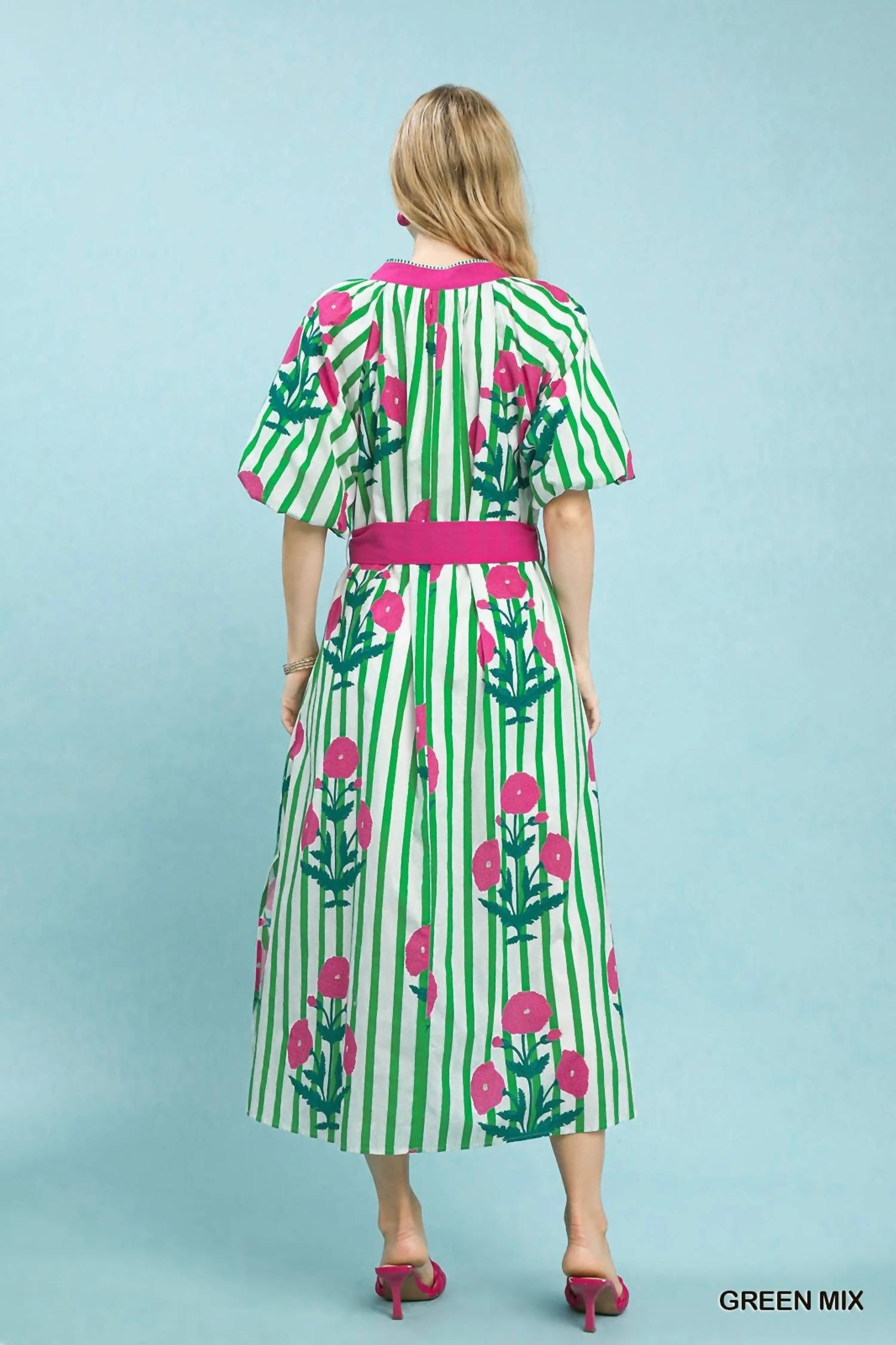 Umgee - Stripe Mixed Midi Dress