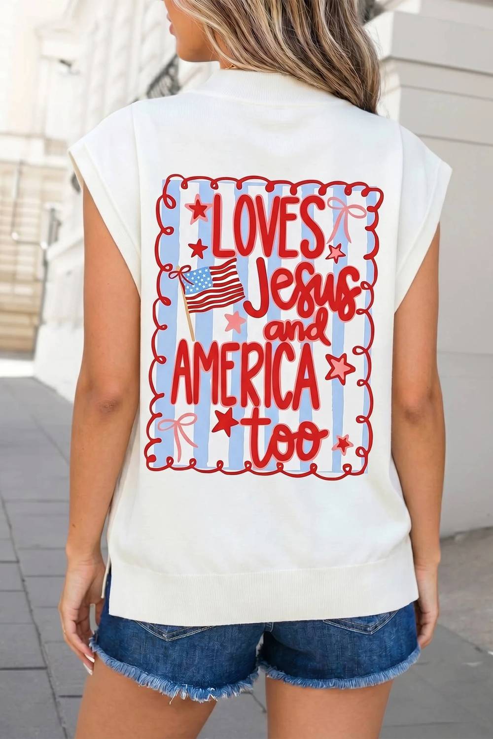 Aapparella - Patriotic Flag Double Graphic Tee