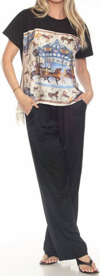 FLORA ASHLEY In And You Out Blouse in and you out blouse in black carousel - women's blouse