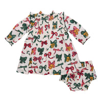 PINK CHICKEN Girl's Jaipur Dress in christmas bows and bells - kids' dress - view 4