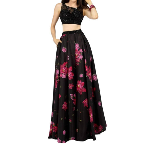 Karishma Creations - Two-piece Floral Evening Gown