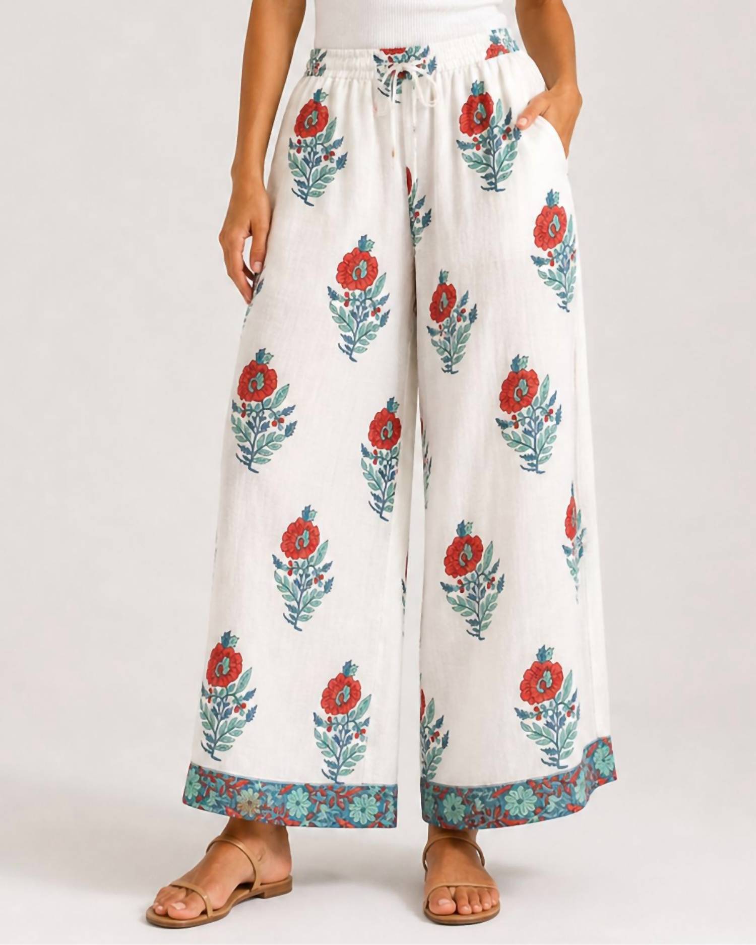 VICTORIA DUNN Millie Wide Leg Pants in poppy red - women's pants