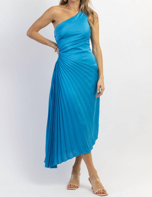 CAYMAN PLEATED ASYMM MAXI DRESS