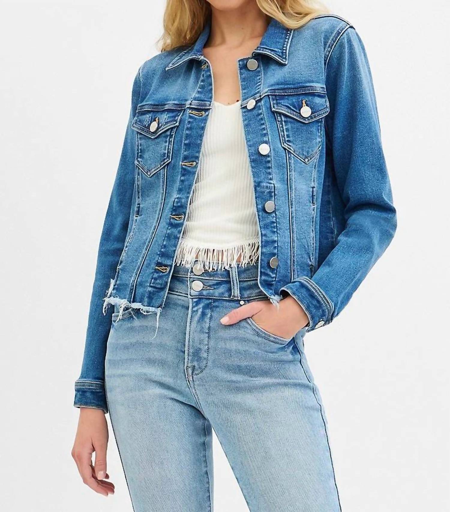 Risen - Fray Hem Western Jean Jacket