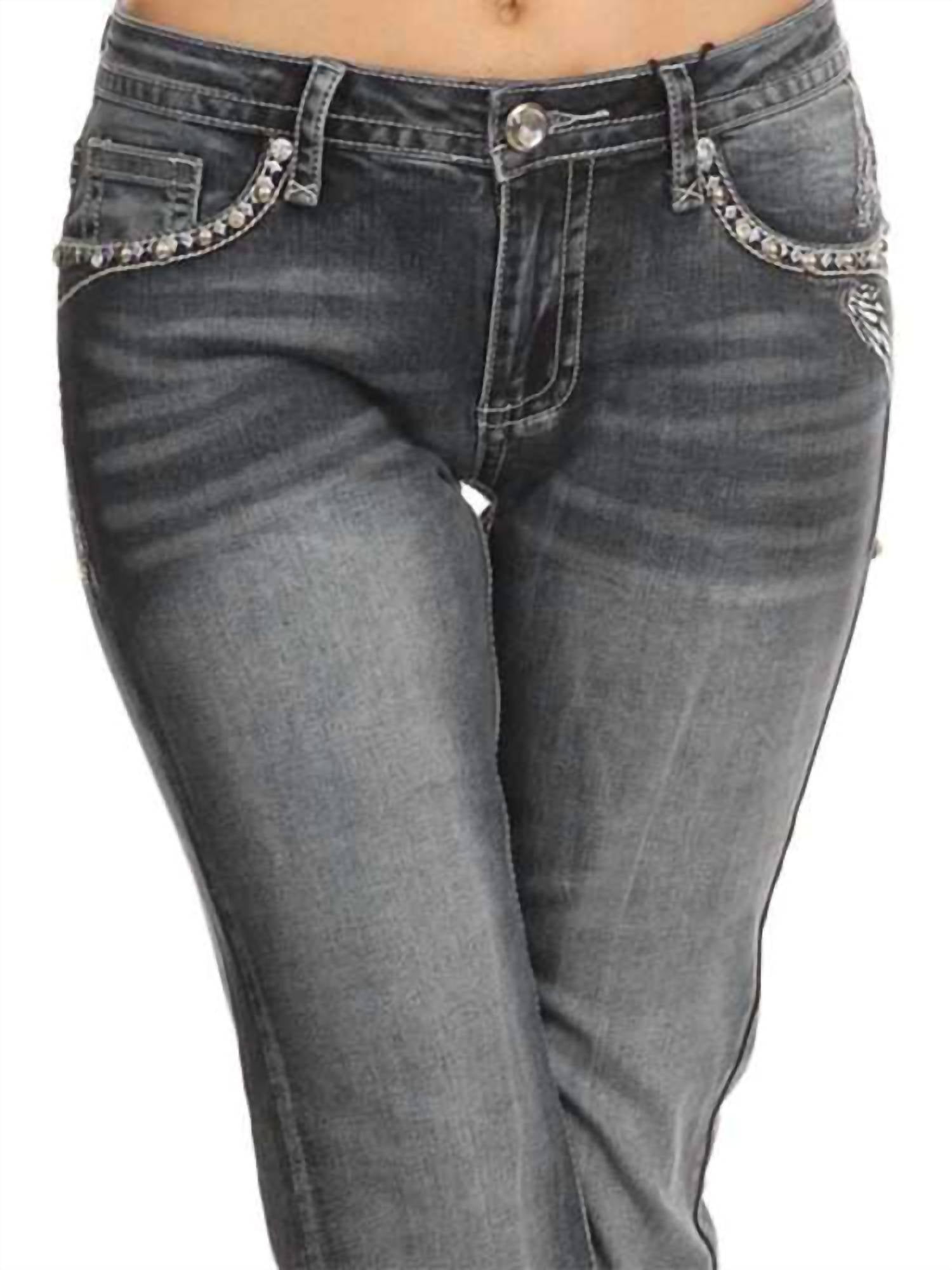 Bus Stop - Naughty Too Distressed Skull Jean