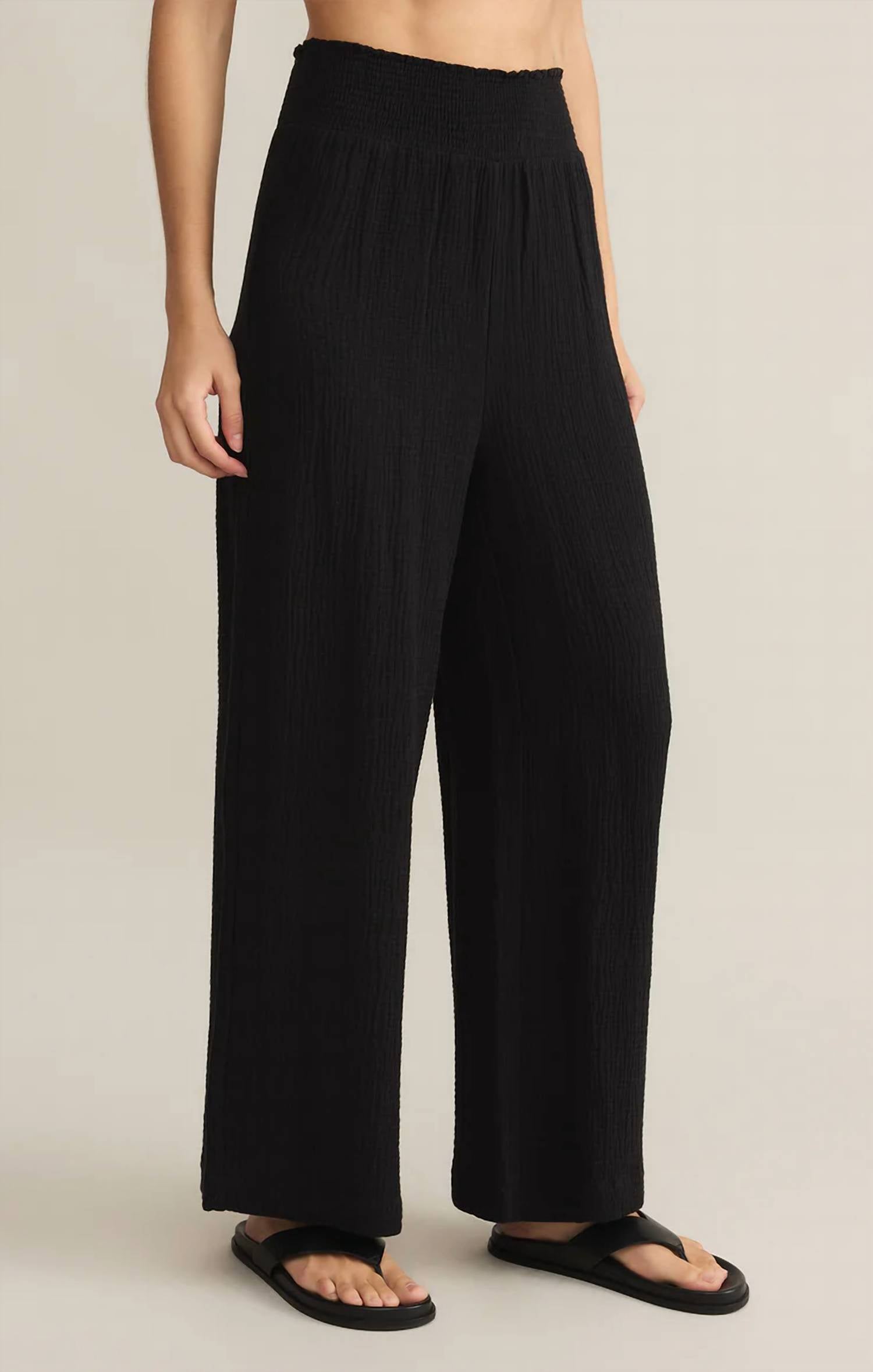 Z Supply Cassidy Gauze Full Length Pant in black - women's pants - alternate view