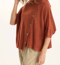 Xcvi - Asymmetrical Button Detail Knit Poncho Top