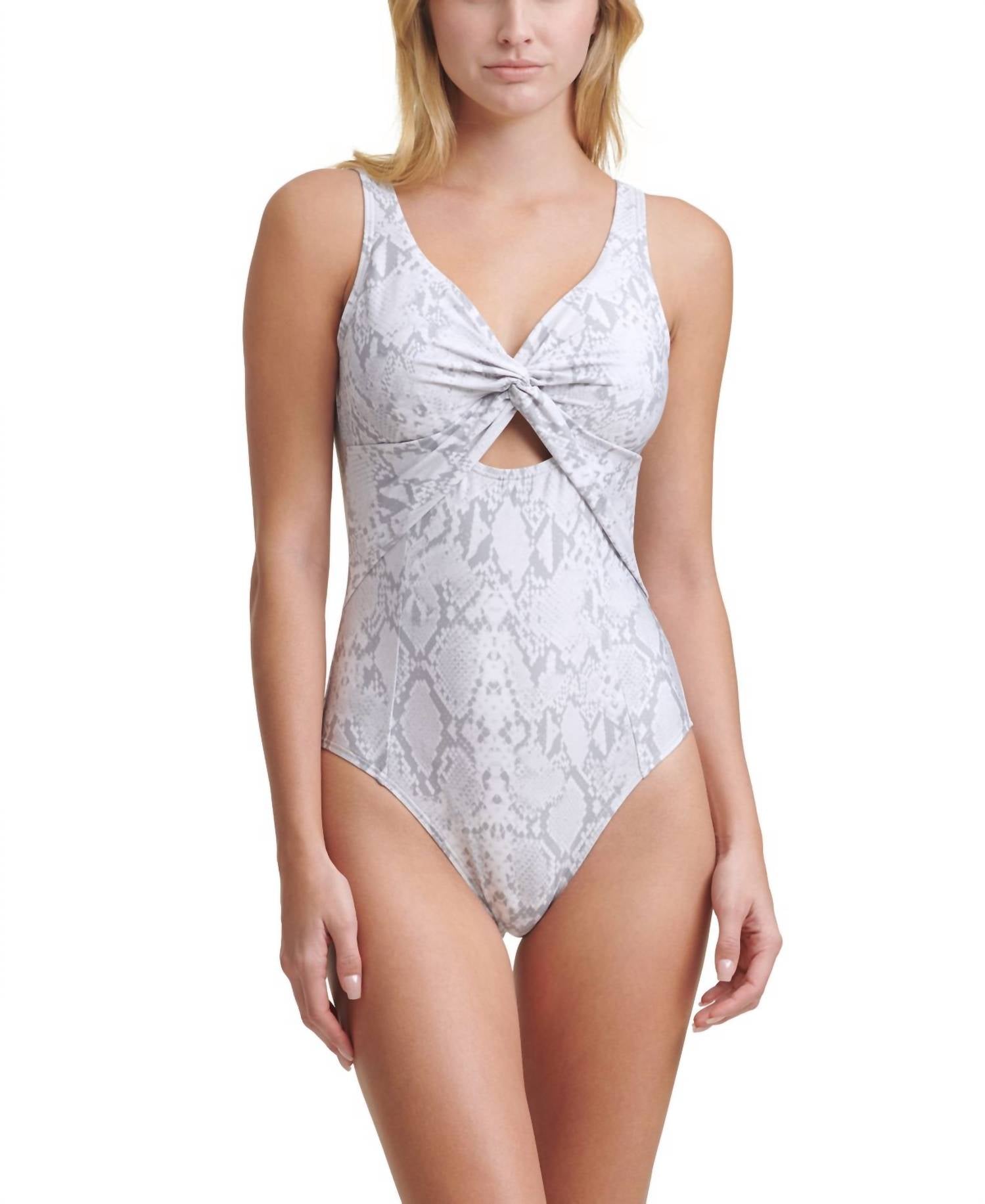 Dkny - Printed Peek-a-Boo Twist One Piece Swimsuit
