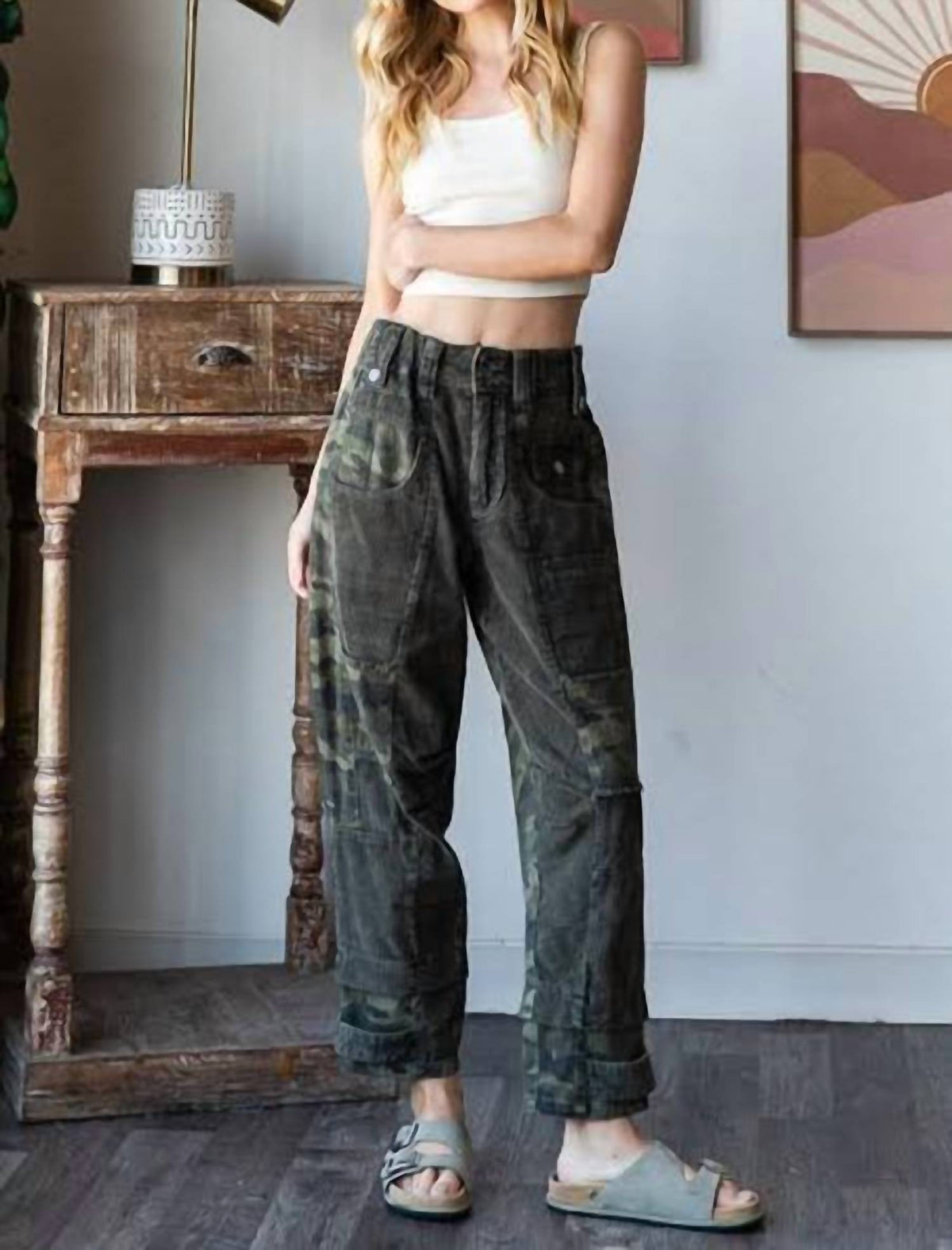 Oli & Hali - Washed Camoflauge Cortoro Pants