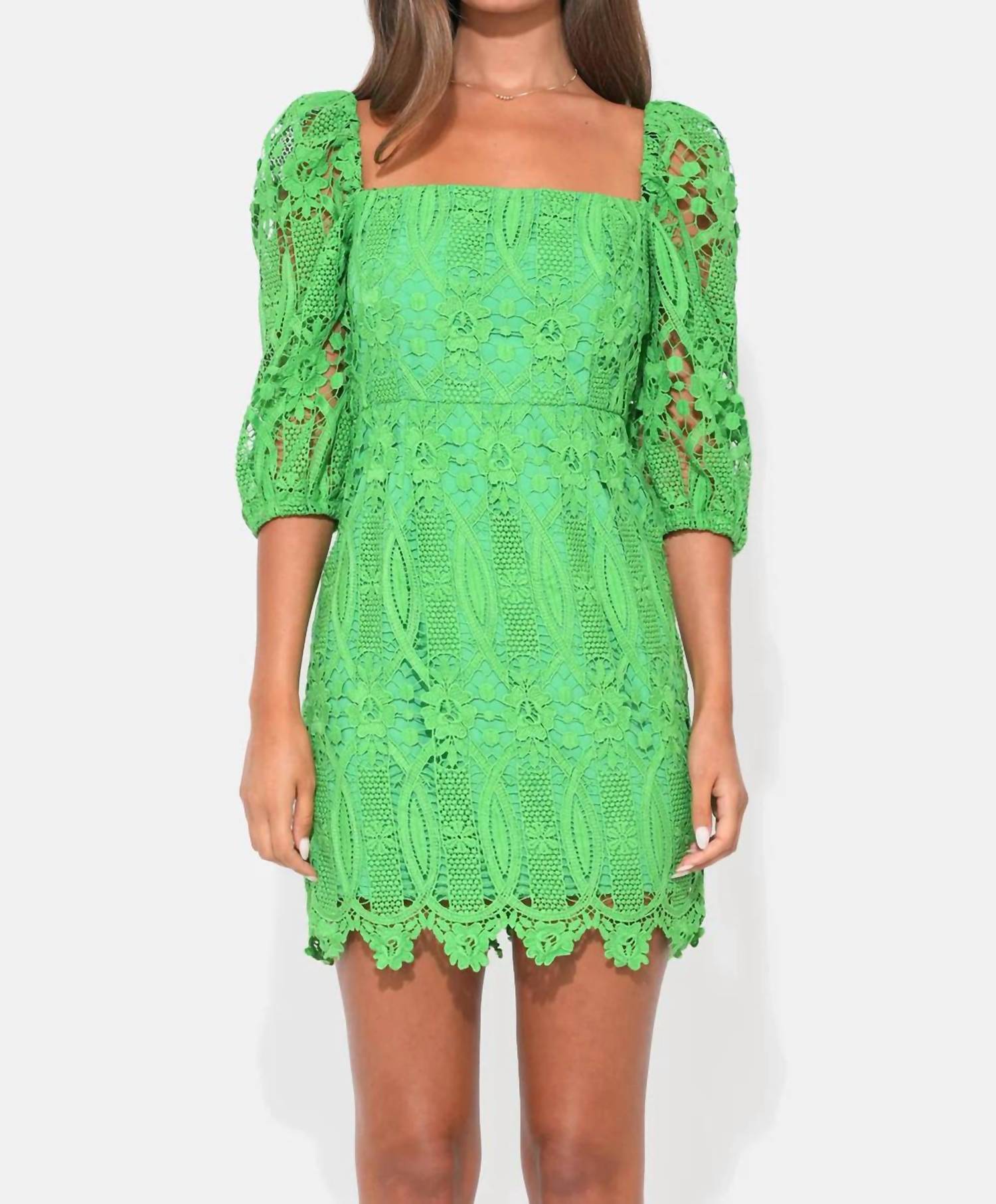 Adelyn Rae - Emery Puff Sleeve Lace Dress
