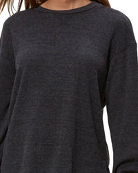 Michael Stars Keri Thermal Pullover in charcoal - women's long sleeve top - detail view