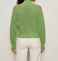 Sanctuary Open Knit Quarter Zip Sweater in detox green - women's sweater - alternate view