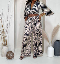 Balboa - Lovely One Satin Striped Pant Set