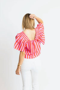 Karlie - Stripe Square Neck Poplin Top