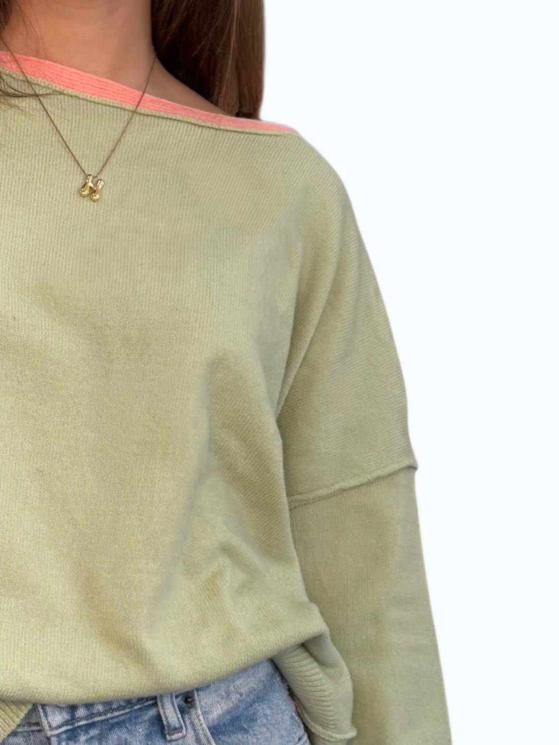 Wishlist - Brushed Contrast Boat Neck Sweater