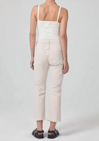 Citizens of Humanity Isola Zip Cropped Bootcut Jeans in almondette - women's pants - detail view
