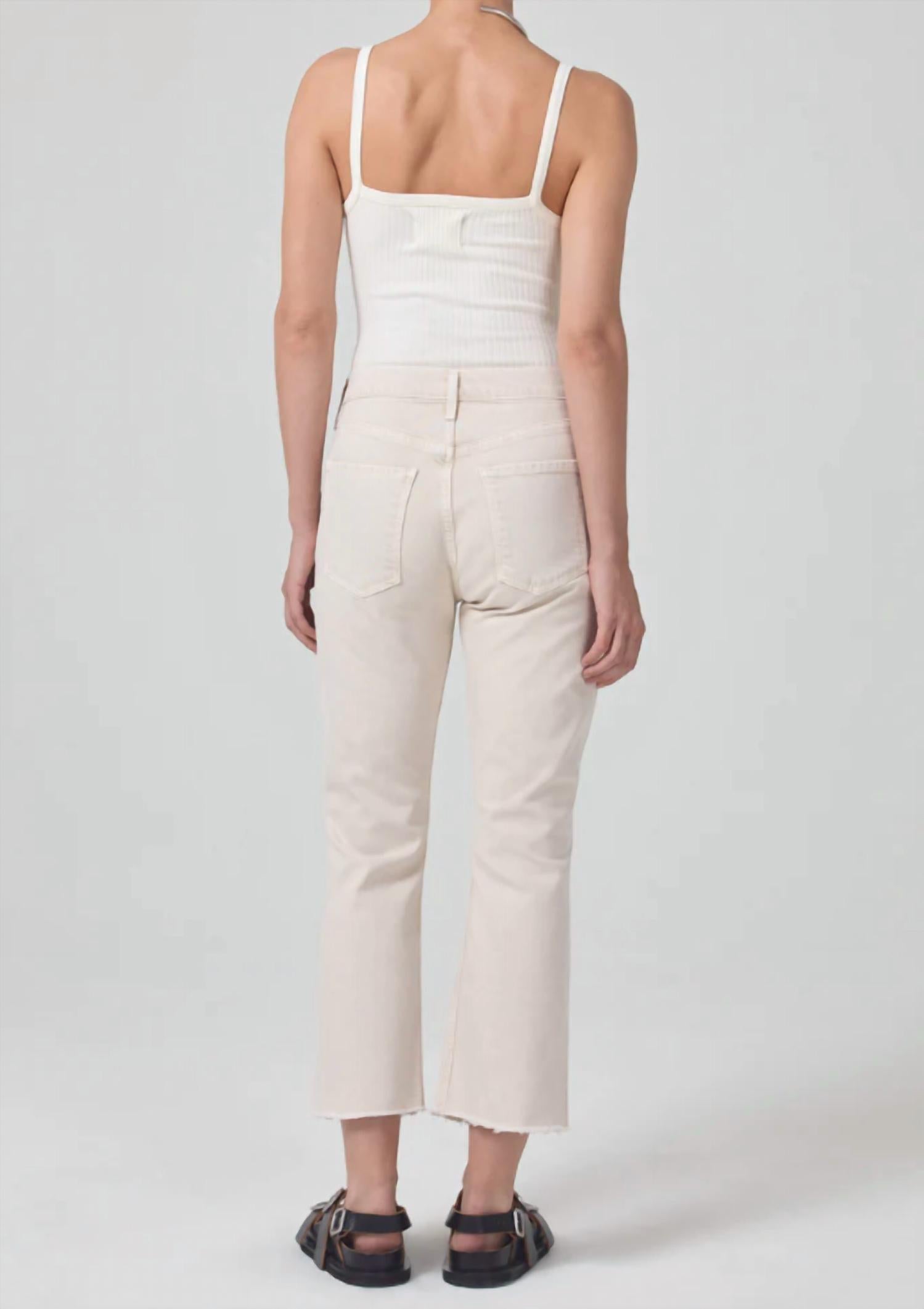 Citizens of Humanity Isola Zip Cropped Bootcut Jeans in almondette - women's pants - detail view