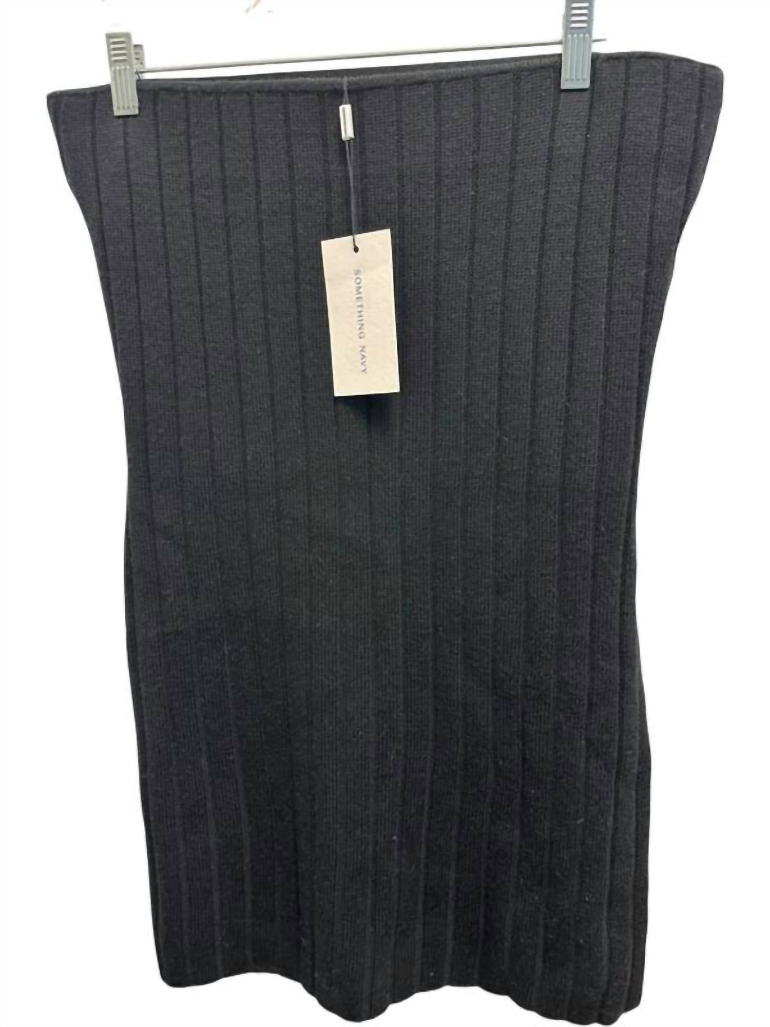 SOMETHING NAVY Women's Wool Blend Ribbed Tube Top in black leather - women's tank top