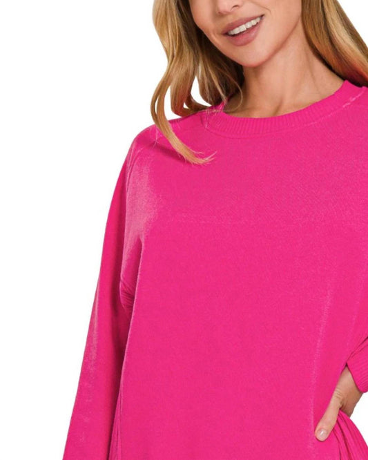 Zenana - Raglan Crewneck Sweatshirt