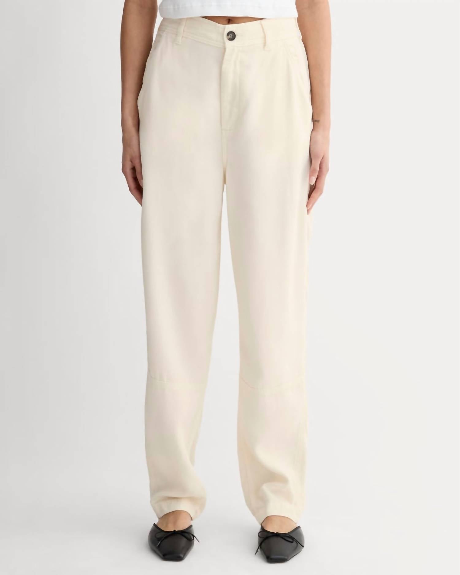 Everlane Women's Slouchy Curved Leg Buttersoft Chino Pants in bone - women's pants