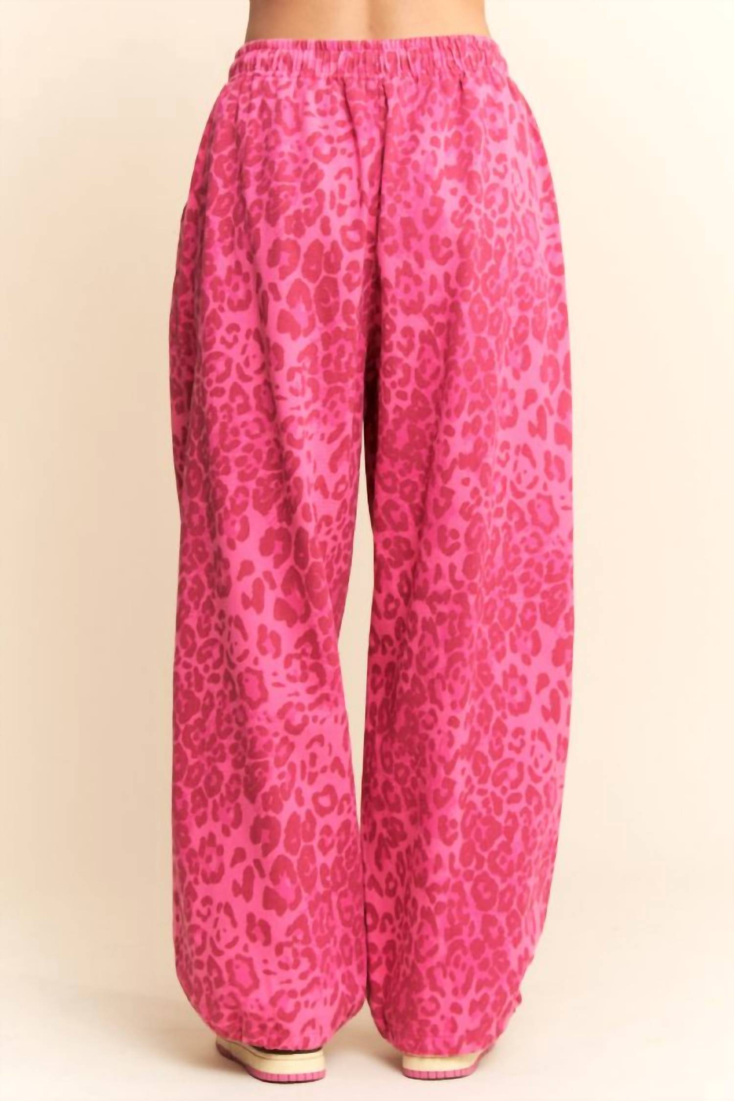 Davi & Dani - Leopard Mesh Cargo Material Joggers - Plus