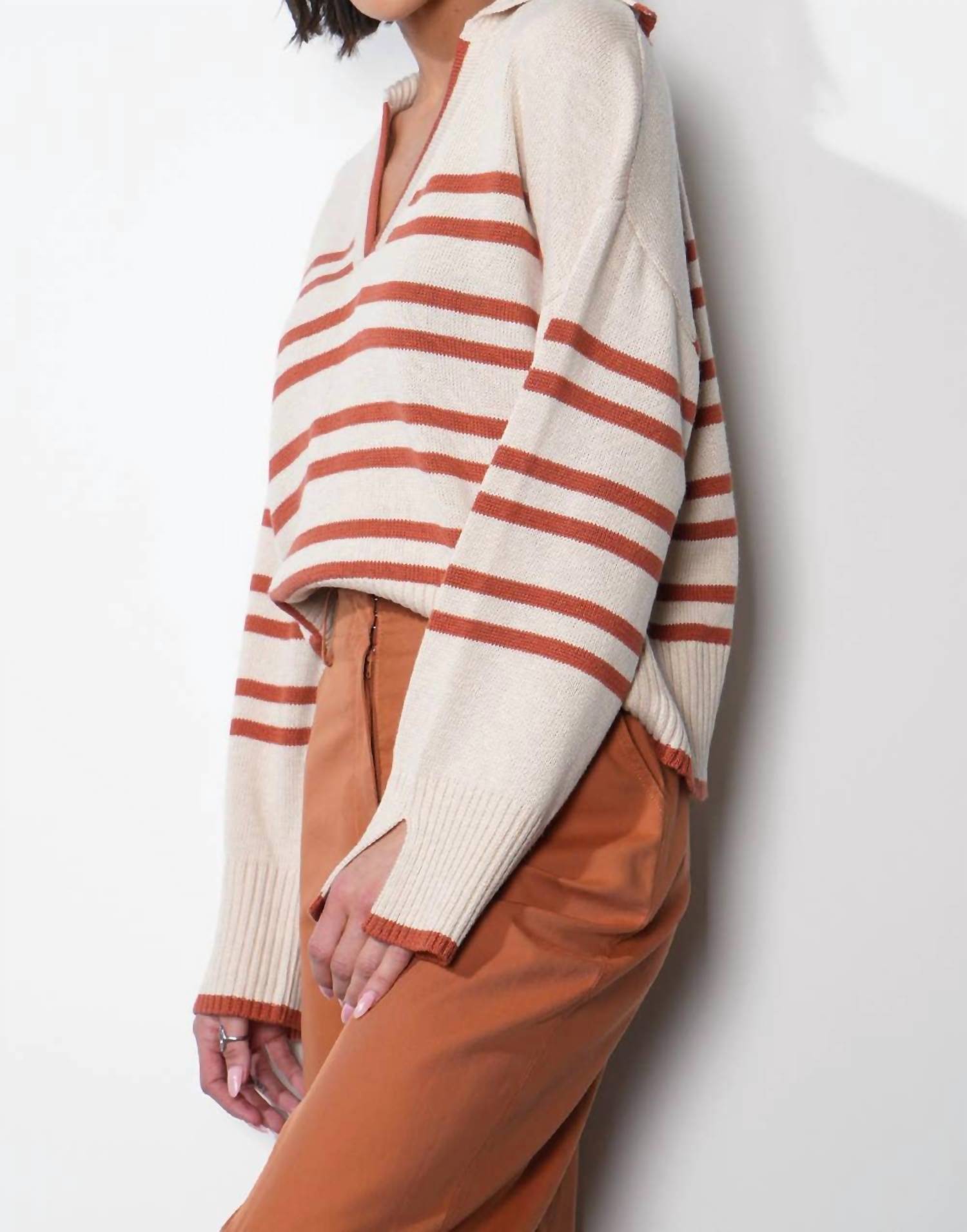 Greylin - Collared Stripe Sweater
