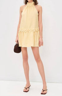 English Factory - Halter Neck Floral Detail Mini Dress