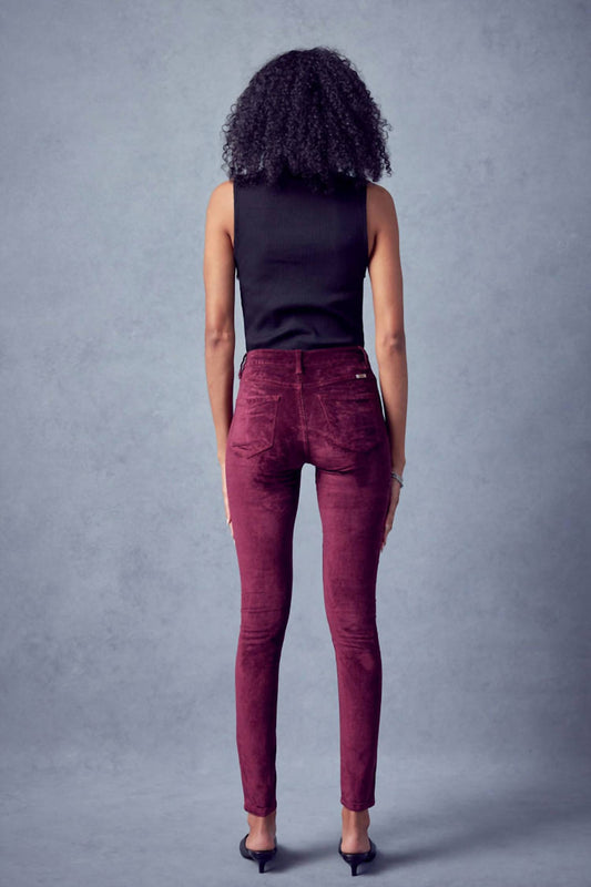 Kancan - Ginny Mid Rise Velvet Ankle Skinny Pants