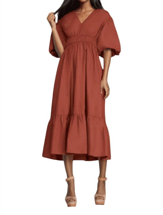 She + Sky - Aimee Bubble Sleeve Midi Dress